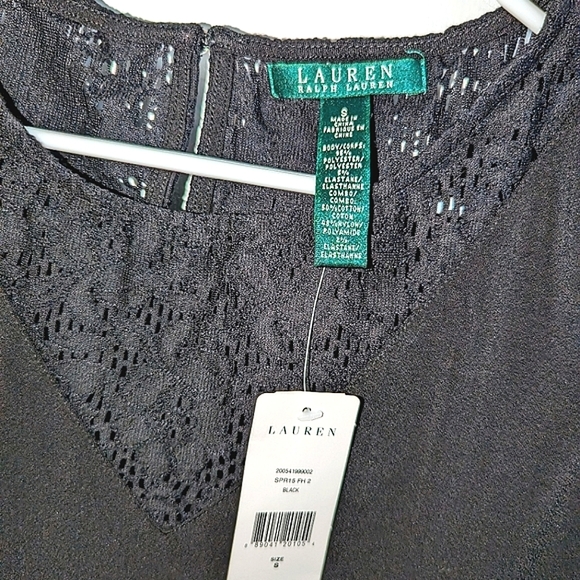 NWT Ralph Lauren Black V-Neck Applique Button Blouse - Picture 3 of 5